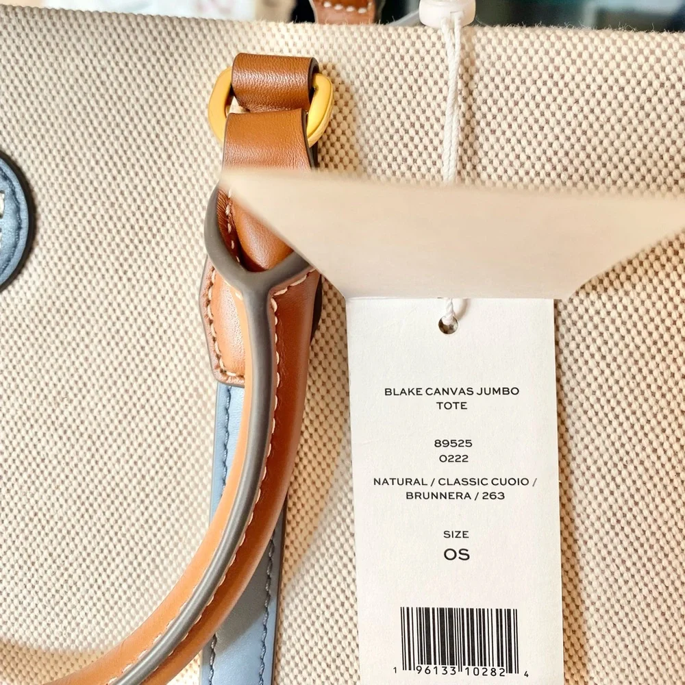 🆕🌈☘️Tory Burch Blake Canvas jumbo Tote/shoulder bag/large - Picture 7 of 7